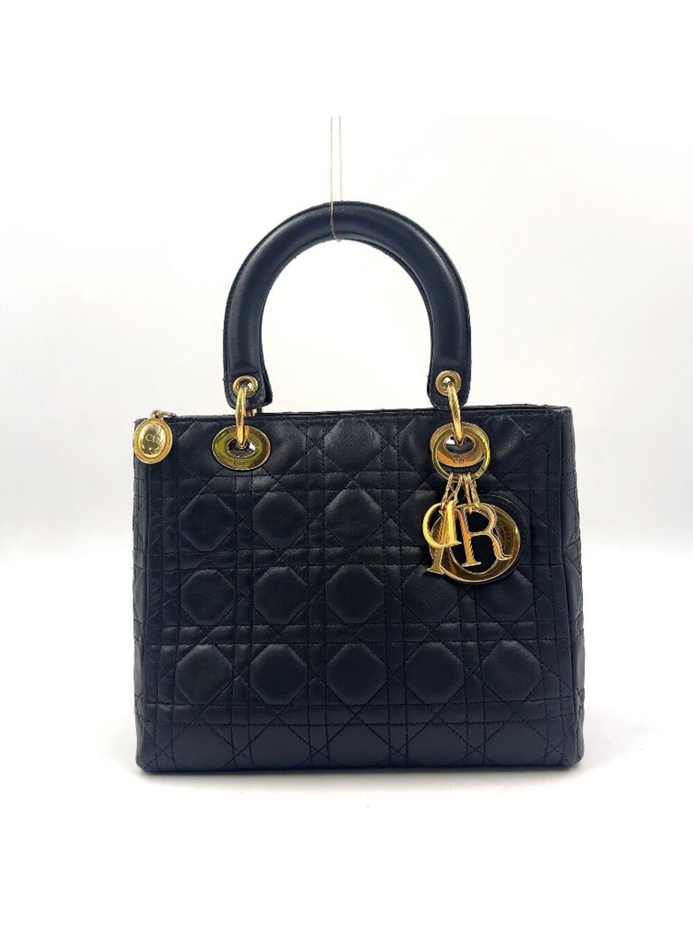 Dior Lady Lambskin Black Handbag Gold